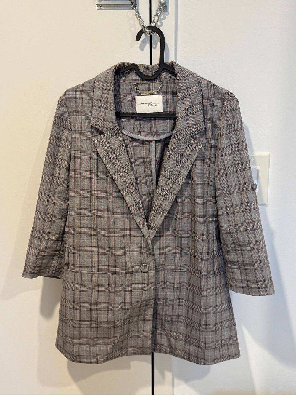 Vero Moda Gray Plaid Blazer Jacket